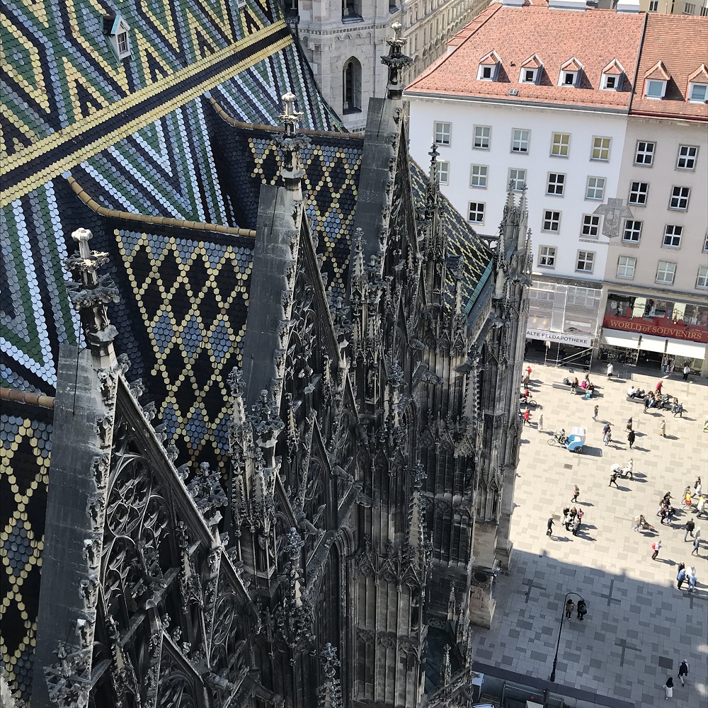 Blick vom Nordturm auf den Stephansplatz
